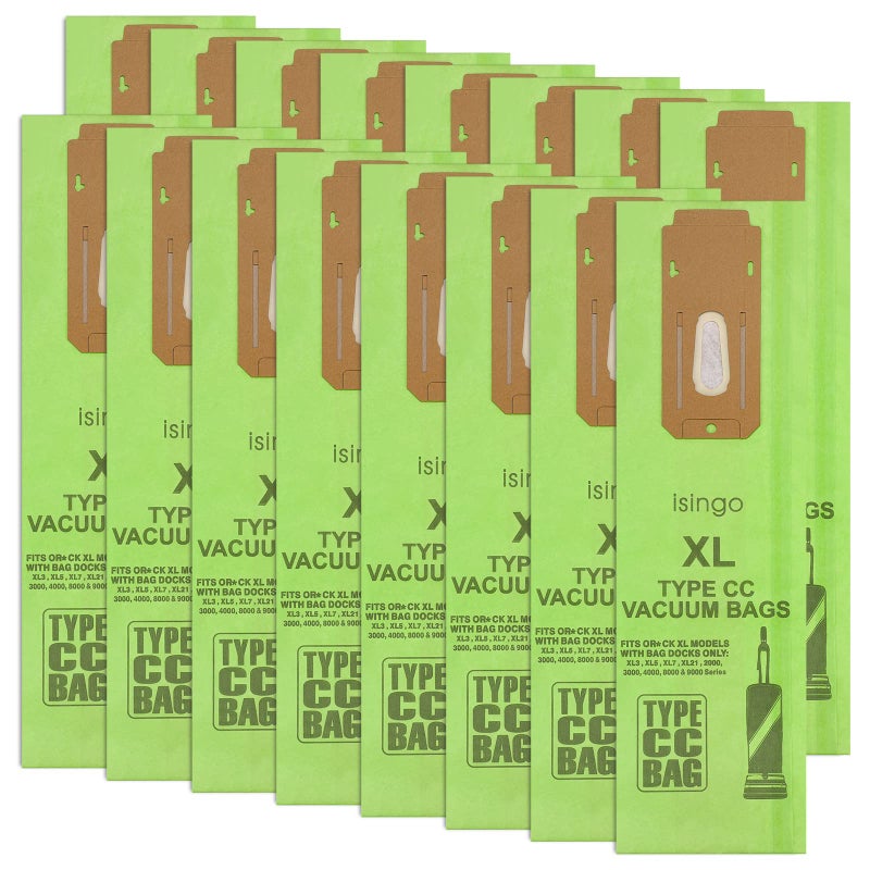 isingo 16 Pack Vacuum Bags Replacement for Oreck Type CC, Fit all Or?ck XL Upright Vacuum Cleaner, XL XL2 XL7 XL21, Replaces Part #CCPK8, CCPK8DW, Green - Image 1